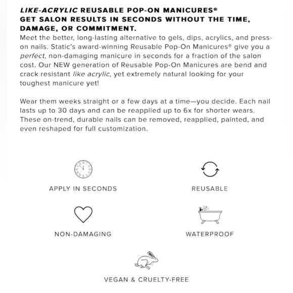 NEW IN BOX Static Nails Reusable Pop On Manicure up to 30 day wear Jet Setter - Picture 5 of 5